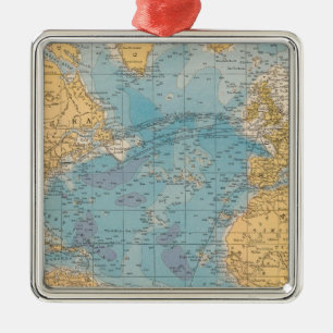 Adorno Metálico Mapa de Océano Atlántico