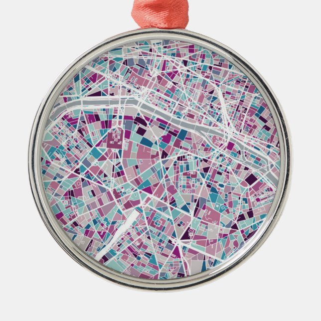 Adorno Metálico Mapa de París Francia (Frente)