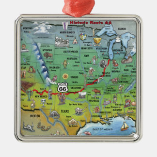 Adorno Metálico Mapa de Personalizados de la Ruta 66 histórica