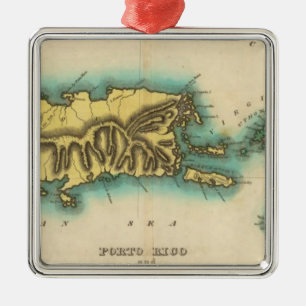 Adorno Metálico Mapa De Puerto Rico Y Las Islas Vírgenes