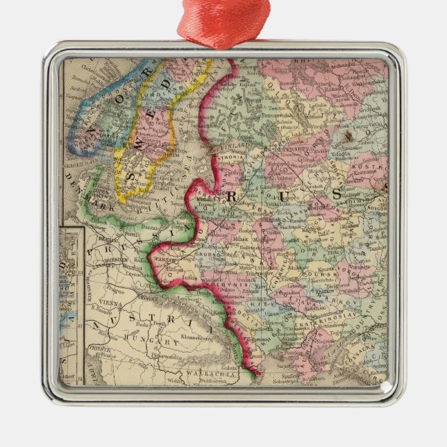 Adorno Metálico Mapa de Rusia, Suecia, Noruega de Mitchell (Frente)