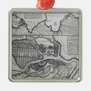 Adorno Metálico Mapa de St Petersburg, c.1750