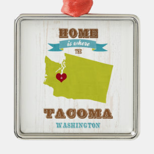 Adorno Metálico Mapa de Tacoma, Washington - casero es donde está
