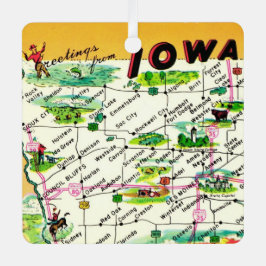 Adorno Metálico Mapa de tarjeta postal antigua de Iowa