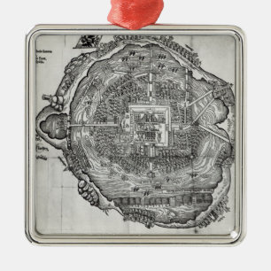 Adorno Metálico Mapa de Tenochtitlan