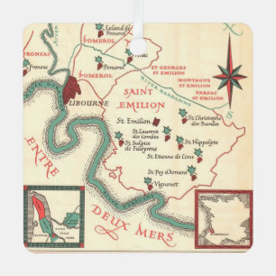Adorno Metálico Mapa de vino de Burdeos de St. Emilion
