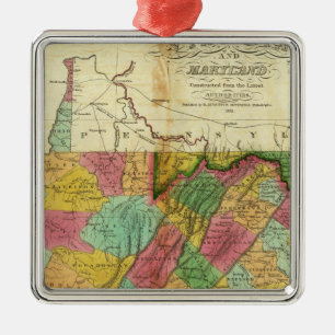 Adorno Metálico Mapa de Virginia y Maryland