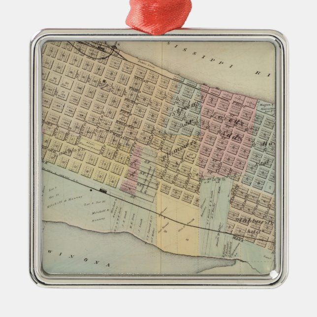 Adorno Metálico Mapa de Winona, Minnesota (Frente)