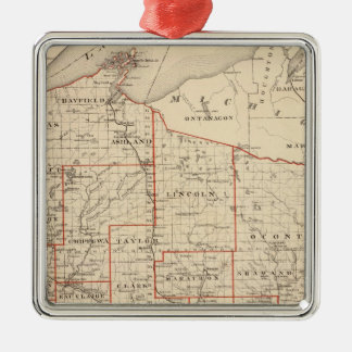 Adorno Metálico Mapa de Wisconsin, mostrando distritos de la