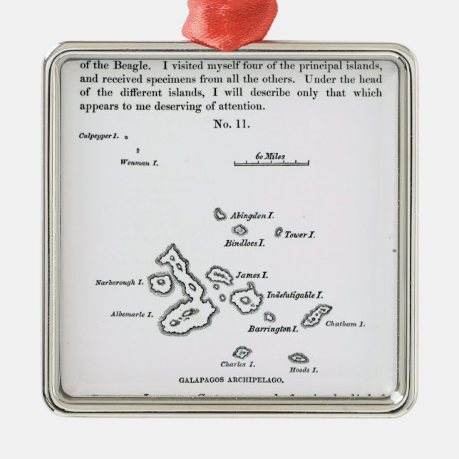 Adorno Metálico Mapa del archipiélago de las Islas Galápagos, 1844 (Frente)
