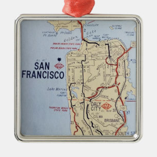 Adorno Metálico Mapa del área de San Francisco 