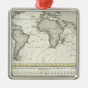 Adorno Metálico Mapa del Atlas de mareas