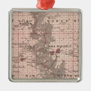 Adorno Metálico Mapa del condado de Boone, estado de Iowa