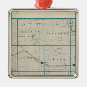 Adorno Metálico Mapa del condado de Carroll, estado de Iowa