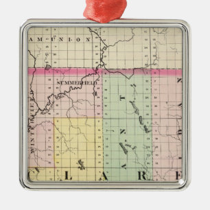 Adorno Metálico Mapa del condado de Clare, Michigan