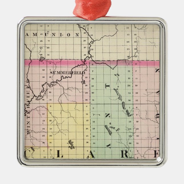 Adorno Metálico Mapa del condado de Clare, Michigan (Frente)