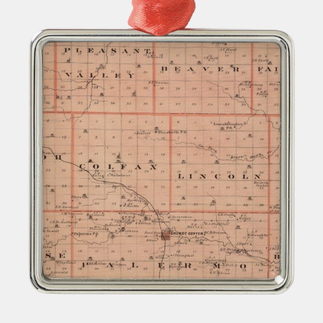 Adorno Metálico Mapa del condado de Grundy, estado de Iowa (Frente)