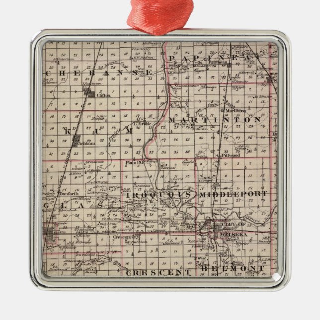 Adorno Metálico Mapa del condado de Iroquois (Frente)