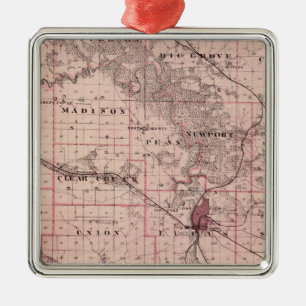 Adorno Metálico Mapa del condado de Johnson, estado de Iowa
