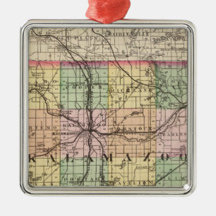 Adorno Metálico Mapa del condado de Kalamazoo, Michigan