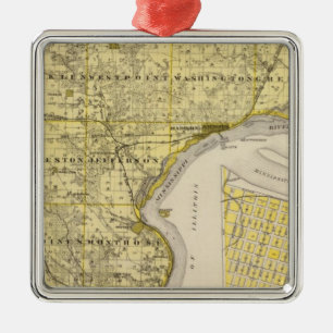 Adorno Metálico Mapa del condado de Lee y Montrose, estado de Iowa