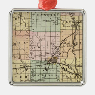 Adorno Metálico Mapa del condado de Lenawee, Michigan