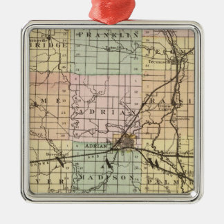 Adorno Metálico Mapa del condado de Lenawee, Michigan