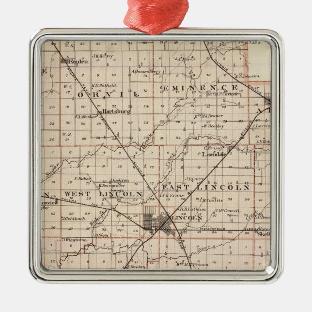 Adorno Metálico Mapa del condado de Logan (Frente)