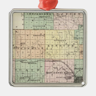 Adorno Metálico Mapa del condado de Manitowoc, estado de Wisconsin