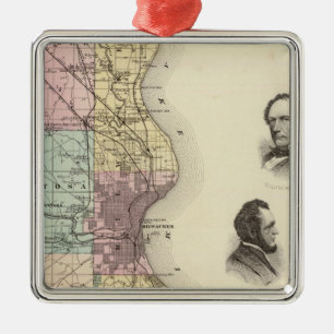 Adorno Metálico Mapa del condado de Milwaukee, estado de Wisconsin