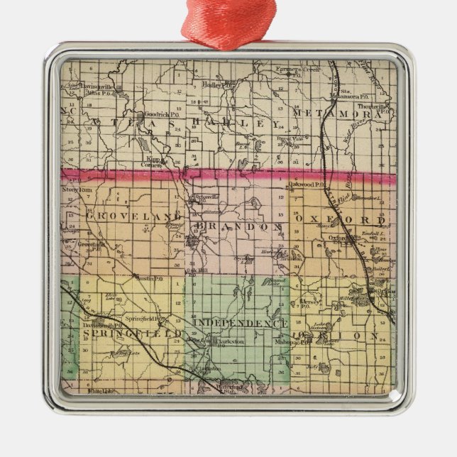 Adorno Metálico Mapa del condado de Oakland, Michigan (Frente)