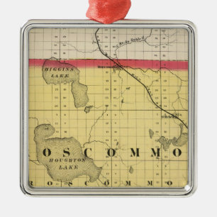 Adorno Metálico Mapa del condado de Roscommon, Michigan