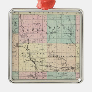 Adorno Metálico Mapa del condado de Sheboygan, estado de Wisconsin