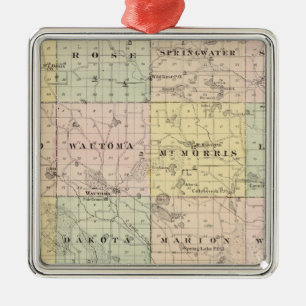 Adorno Metálico Mapa del condado de Waushara, Necedah y Wautoma
