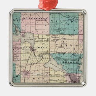 Adorno Metálico Mapa del condado de Winnebago, estado de Wisconsin
