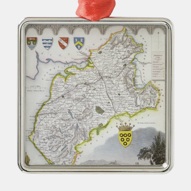 Adorno Metálico Mapa del Cumberland, del 'inglés de Moule (Frente)