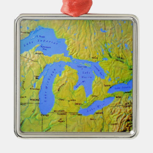 Adorno Metálico Mapa del diseño de Great Lakes