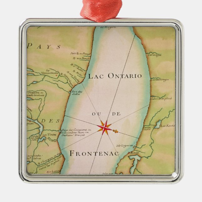 Adorno Metálico Mapa del lago Ontario (Frente)