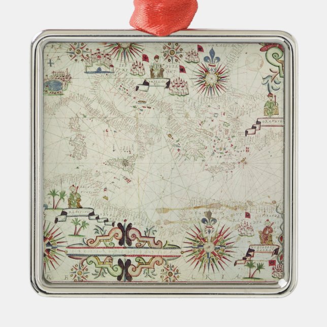 Adorno Metálico Mapa del mediterráneo, 1625 (Frente)