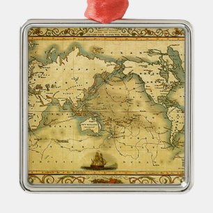 Adorno Metálico Mapa del mundo antiguo