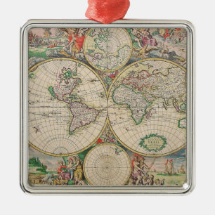 Adorno Metálico Mapa del Mundo Antiguo
