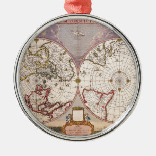 Adorno Metálico Mapa del Mundo Antiguo