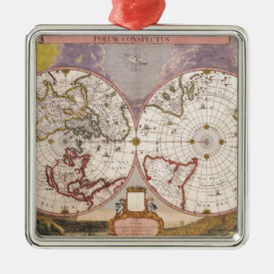 Adorno Metálico Mapa del Mundo Antiguo
