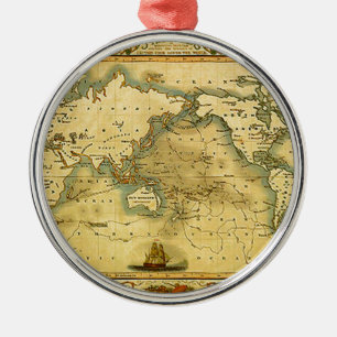 Adorno Metálico Mapa del mundo antiguo