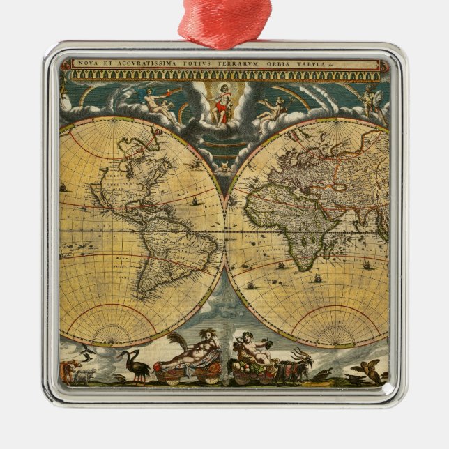 Adorno Metálico Mapa del mundo antiguo perturbado #2 (Frente)