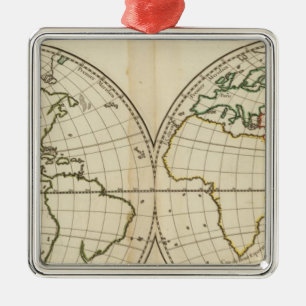 Adorno Metálico Mapa del mundo con latitud y Longititude