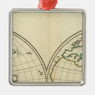 Adorno Metálico Mapa del mundo con latitud y Longititude