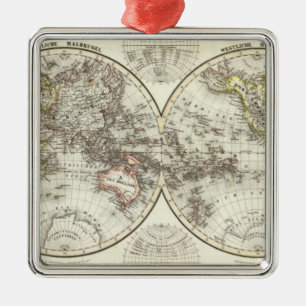 Adorno Metálico Mapa del mundo doble del hemisferio
