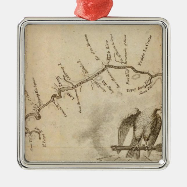 Adorno Metálico Mapa del río Misisipi (Frente)