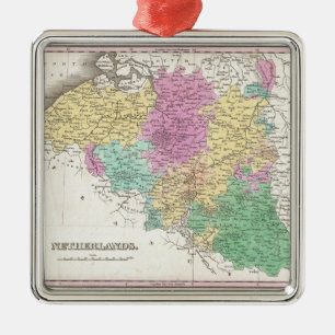 Adorno Metálico Mapa del vintage de Bélgica (1827)